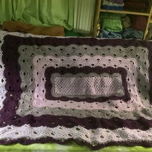 Handmade Crochet Throw Blanket in Purple and Lavender
